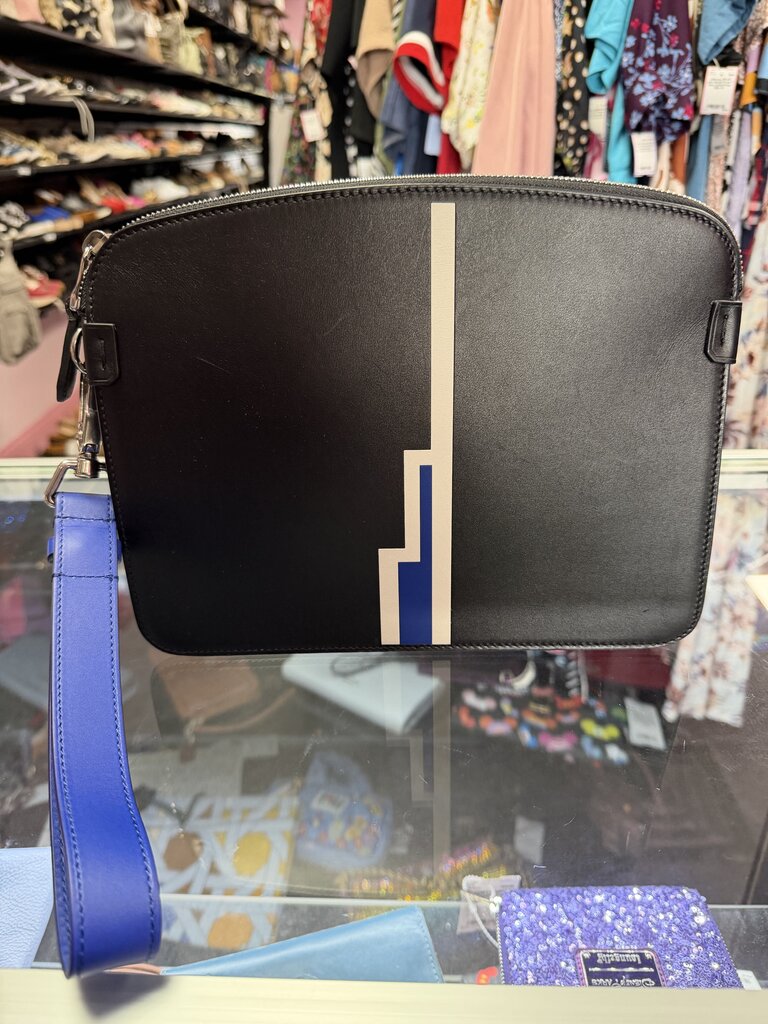 Alfred Dunhill Dunhill Duke Zipped Pouch Blue Wrist Strap