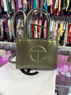 Telfar Metallic Green Mini Shopping Bag