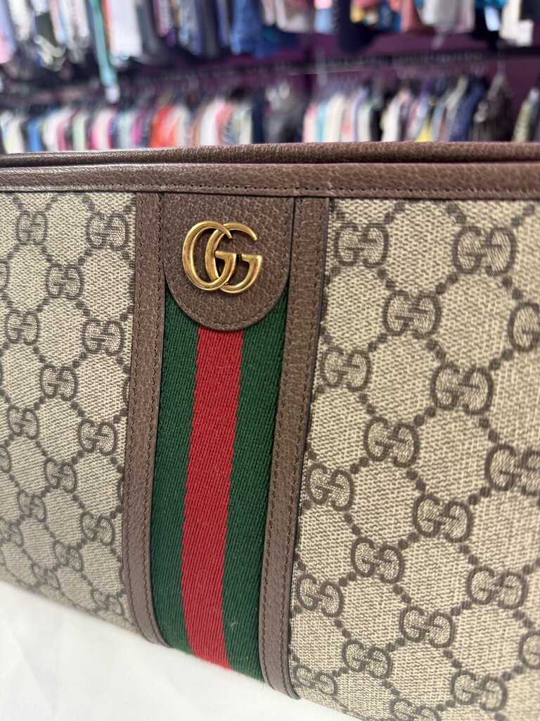 Gucci Ophidia Wash Travel Clutch Pouch GG Zip Bag Double G Interior zipper pocket