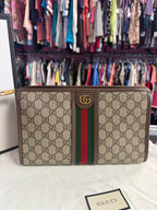 Gucci Ophidia Wash Travel Clutch Pouch GG Zip Bag Double G Interior zipper pocket