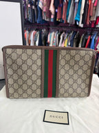 Gucci Ophidia Wash Travel Clutch Pouch GG Zip Bag Double G Interior zipper pocket