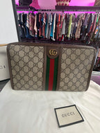 Gucci Ophidia Wash Travel Clutch Pouch GG Zip Bag Double G Interior zipper pocket
