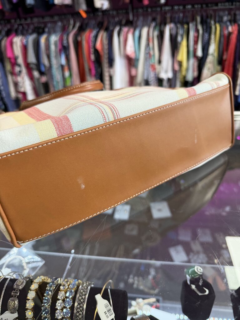 Fossil Leather Trim Plaid Handbag