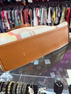 Fossil Leather Trim Plaid Handbag