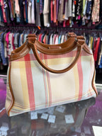 Fossil Leather Trim Plaid Handbag
