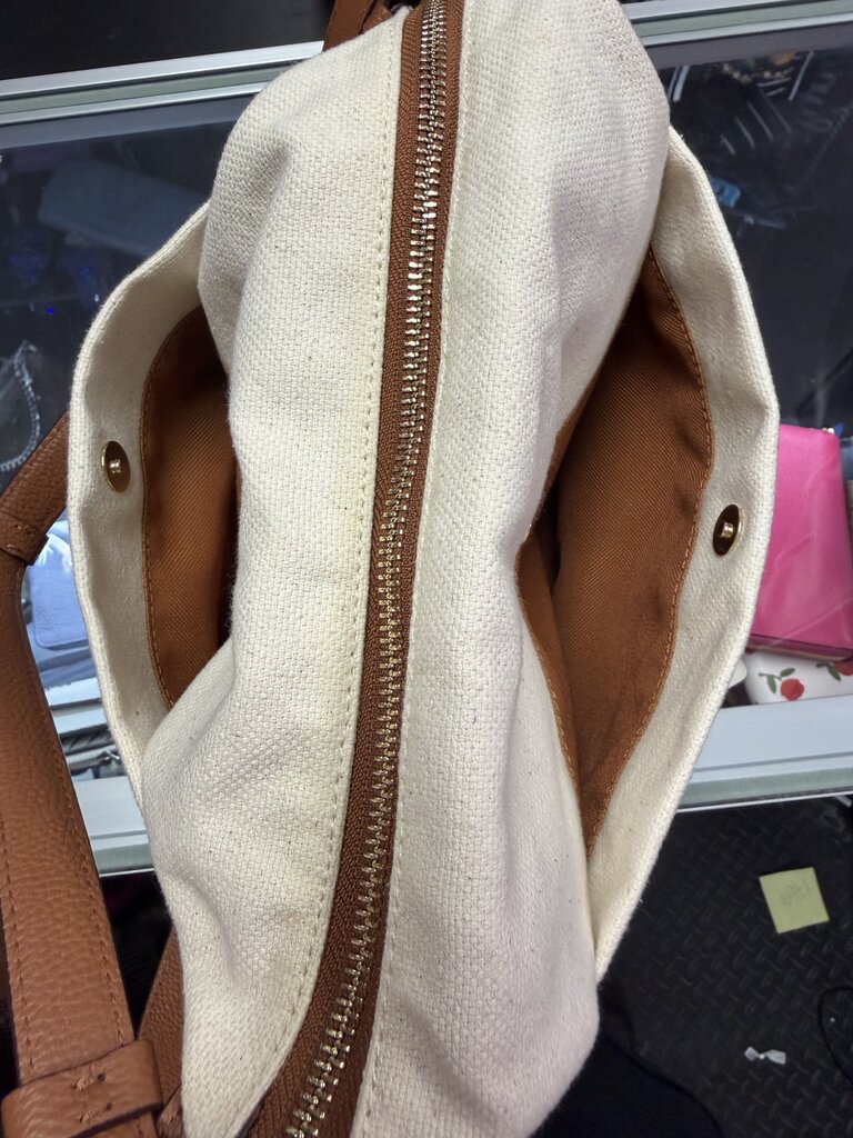 Cole Haan Bucket Bag Canvas British Tan Leather