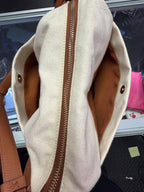 Cole Haan Bucket Bag Canvas British Tan Leather