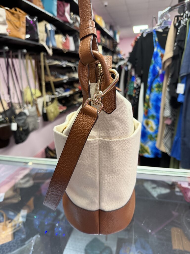 Cole Haan Bucket Bag Canvas British Tan Leather