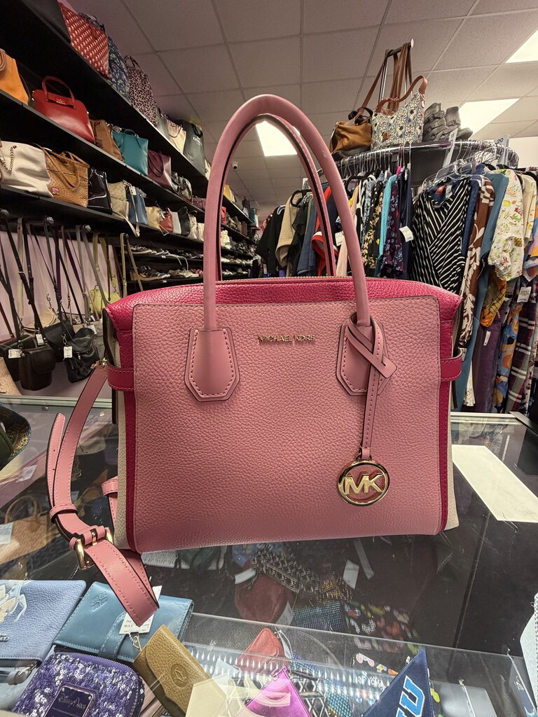 Michael Kors Medium Mercer Satchel Color Block Pink White