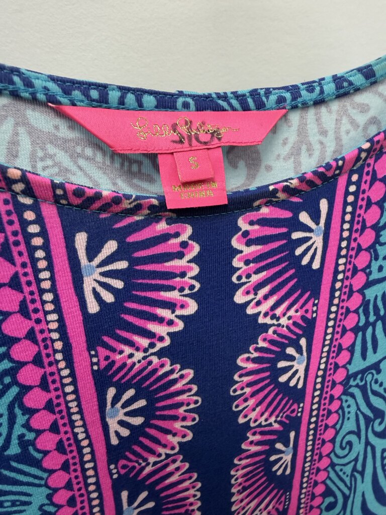 SM Lilly Pulitzer 3/4 Ophelia Swing Dress Bermuda Blue Ocean Motion Retail $178