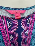 SM Lilly Pulitzer 3/4 Ophelia Swing Dress Bermuda Blue Ocean Motion Retail $178