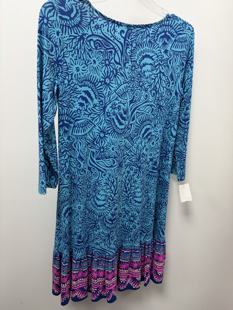 SM Lilly Pulitzer 3/4 Ophelia Swing Dress Bermuda Blue Ocean Motion Retail $178