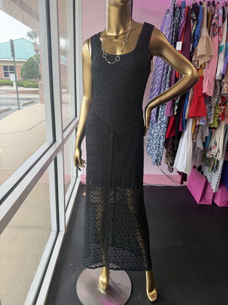6 Sleeveless Belted Floral Lace Dress