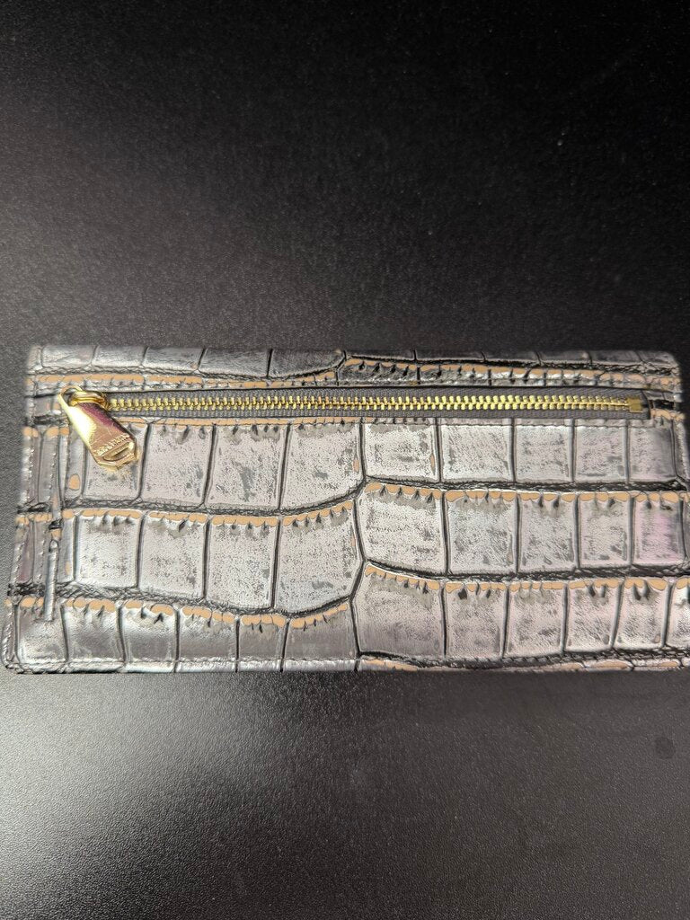 Brahmin Ady Wallet In Steel Opulust Colorway Croc Embossed Leather Finish