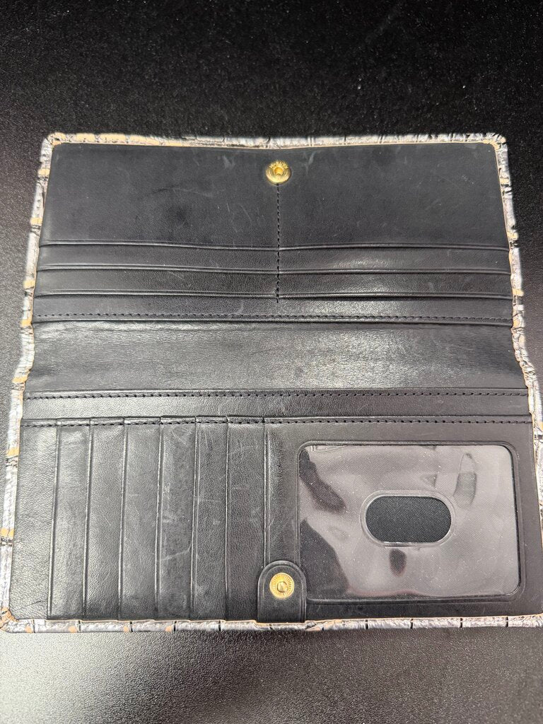 Brahmin Ady Wallet In Steel Opulust Colorway Croc Embossed Leather Finish