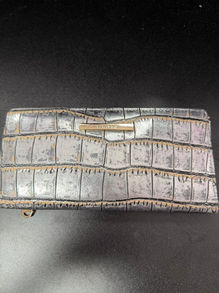 Brahmin Ady Wallet In Steel Opulust Colorway Croc Embossed Leather Finish