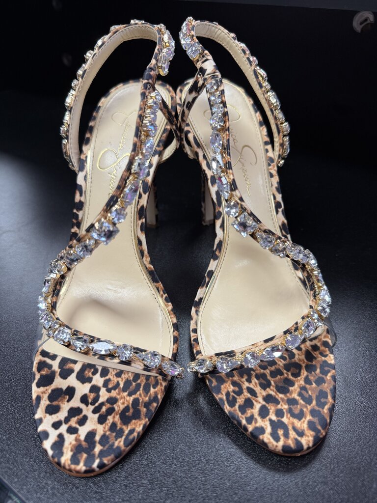9 Jessica Simpson Jaycin Rhinstone Ankle Strap Animal Print Heel