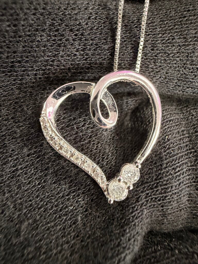 10K Heart with Diamonds Pendant 18" Necklace