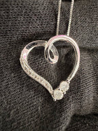 10K Heart with Diamonds Pendant 18" Necklace