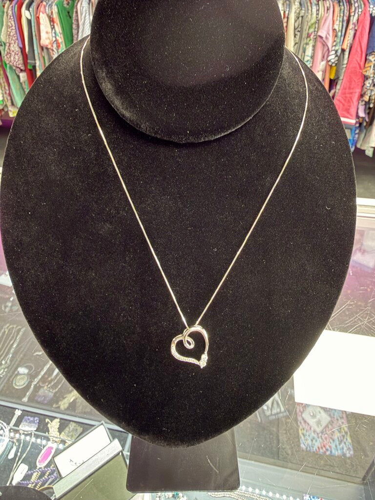 10K Heart with Diamonds Pendant 18" Necklace