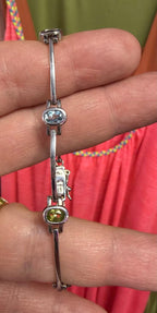 925 Oval Multi Color Gemstones 7'5 Bracelet