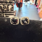 Onyx and White Sapphire Earrings in 925 Stud Earrings