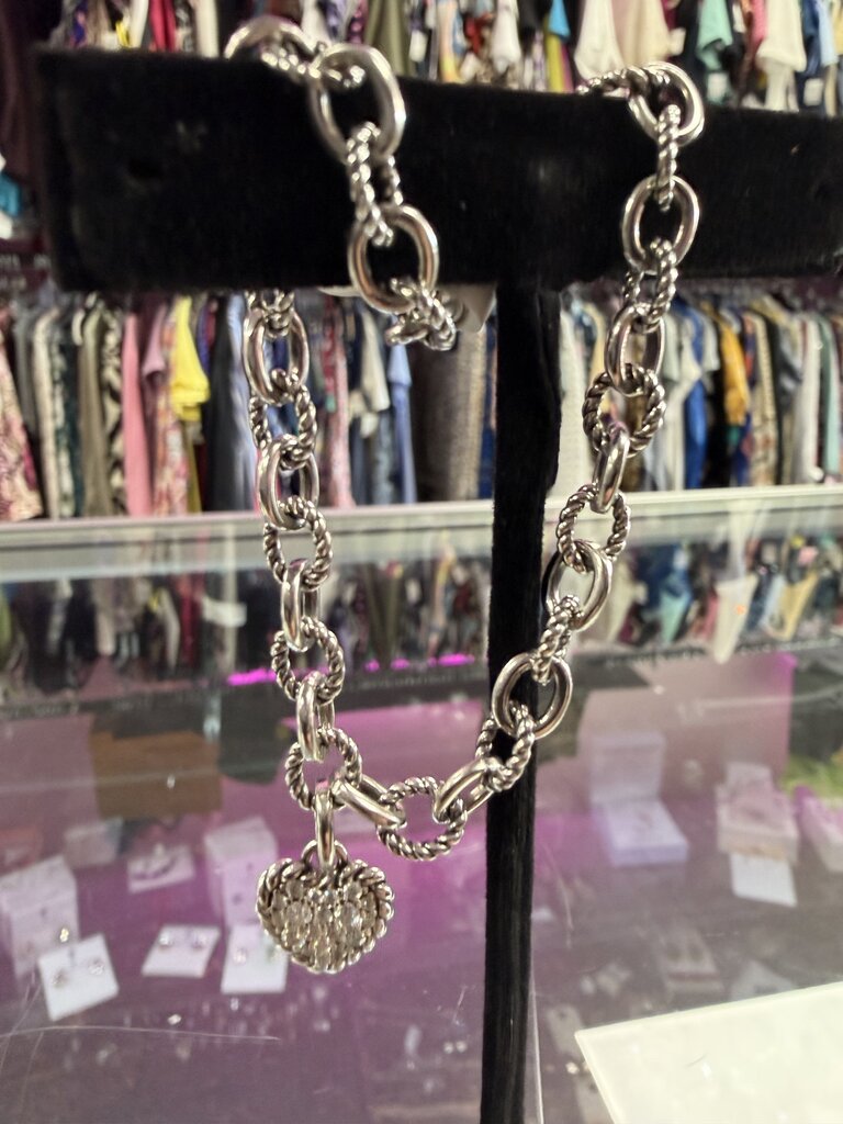 7' David Yurman Diamond Heart Charm Bracelet