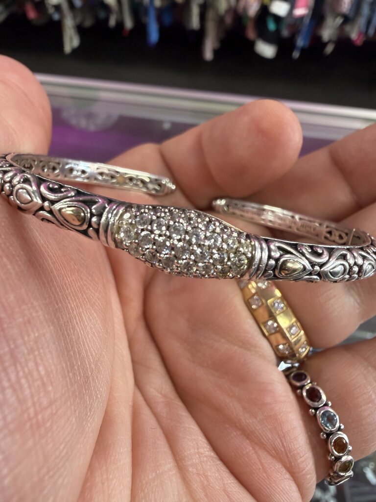 A by John Hardy 925/14K Glass Crystals Hinged Bracelet