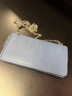 Brighton Pretty Tough Soft Leather Blue Studded Wallet ID CC Zip Coin Snap Plated Chain