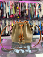 Dooney & Bourke Vintage Leather Drawstring Bucket Bag Purse