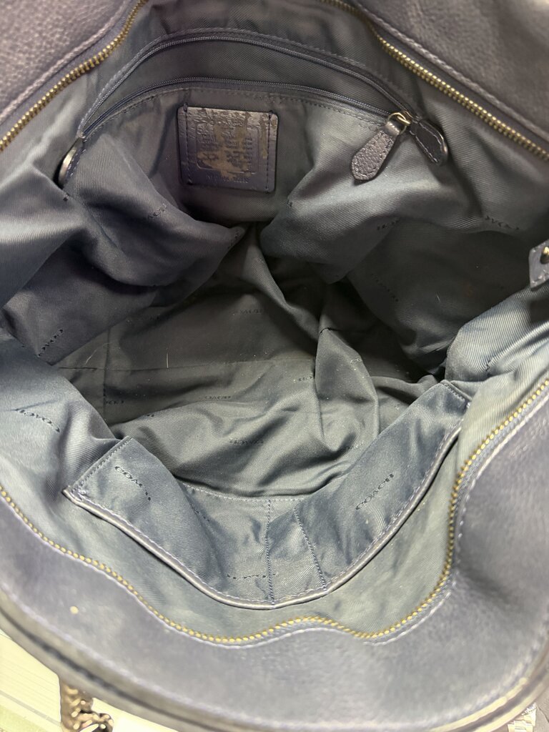 Coach Turnlock Tote Pebbled Leather Gold Chain Shoulder Bag As iS.