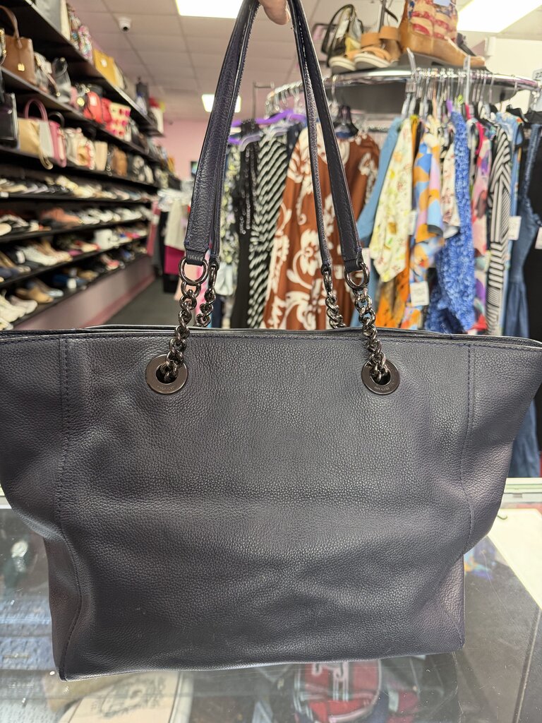 Coach Turnlock Tote Pebbled Leather Gold Chain Shoulder Bag As iS.