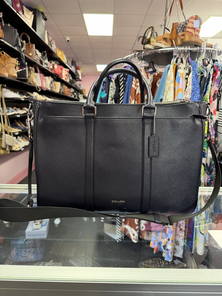Coach Perry Slim Briefcase Laptop Bag Crossgrain Leather