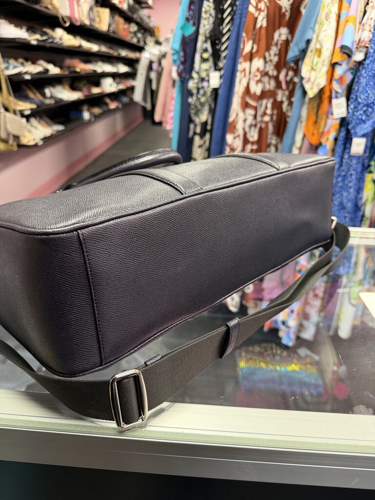 Coach Perry Slim Briefcase Laptop Bag Crossgrain Leather