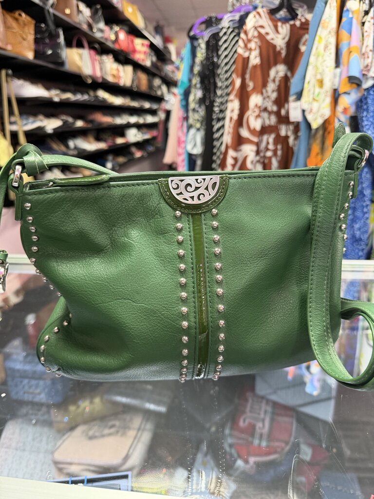 Brighton Pretty Tough Rex Leather Crossbody Bag Purse Silver Studs
