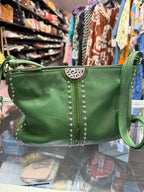 Brighton Pretty Tough Rex Leather Crossbody Bag Purse Silver Studs