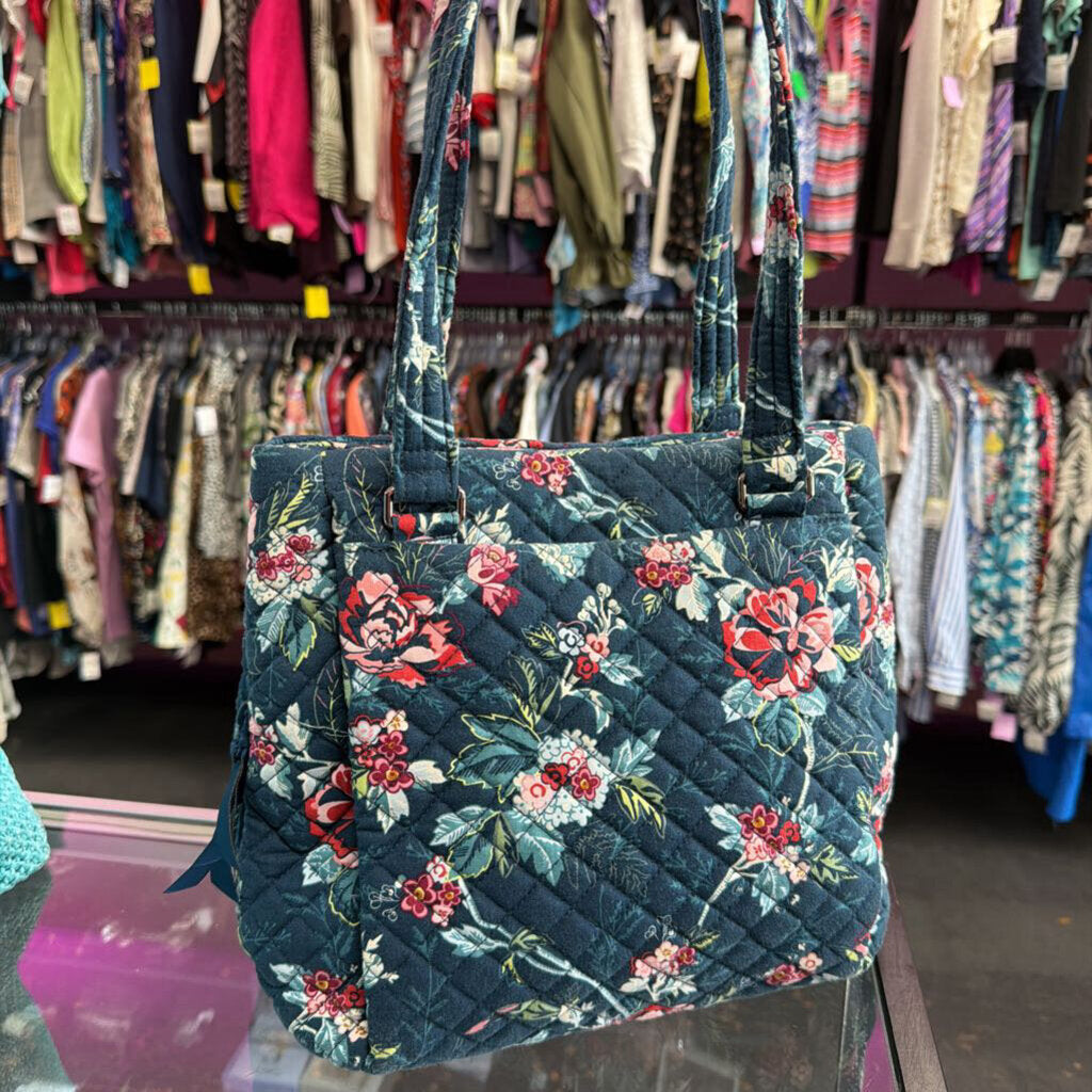 Vera Bradley Cotton Multi‑Compartment Shoulder Bag Rose Toile