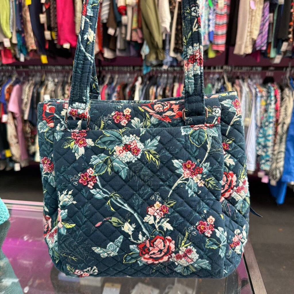 Vera Bradley Cotton Multi‑Compartment Shoulder Bag Rose Toile