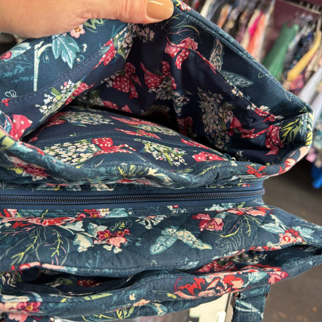Vera Bradley Cotton Multi‑Compartment Shoulder Bag Rose Toile