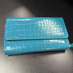 Unknown Croco Patent Folding Large Wallet Vintage w/ Calculator