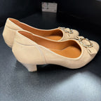 10/41 Insignia Patent Bow Gold Embellishment Heel