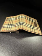 Burberry Vintage Nova Check Canvas Leather Bifold Wallet Logo Clasp