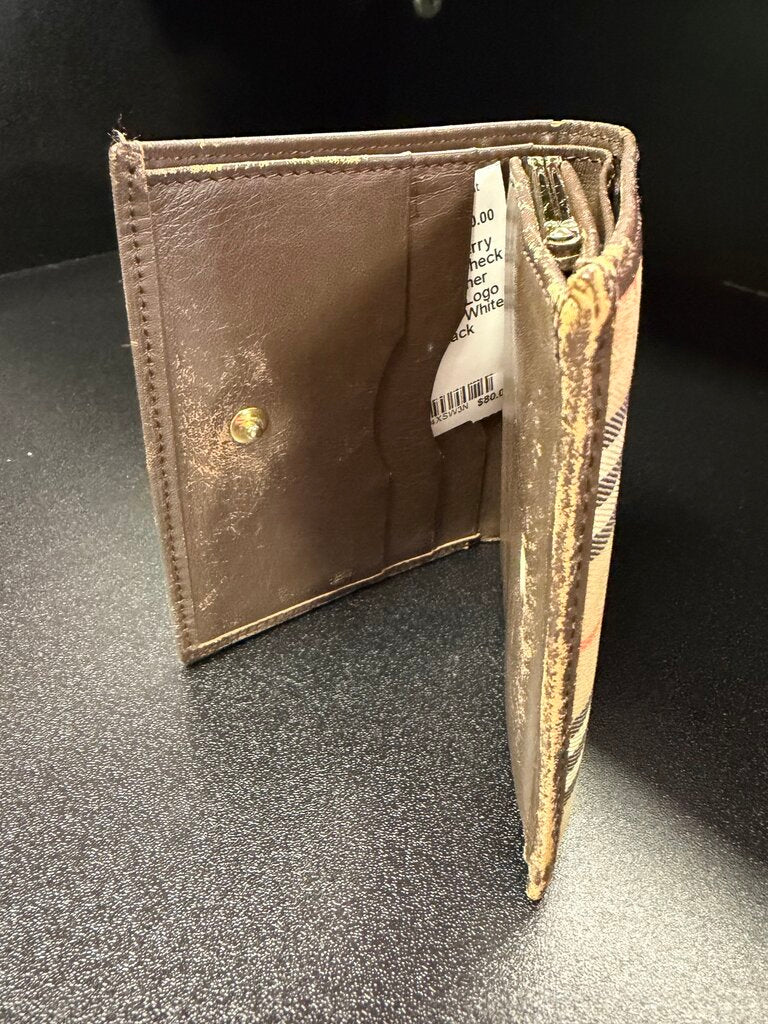 Burberry Vintage Nova Check Canvas Leather Bifold Wallet Logo Clasp