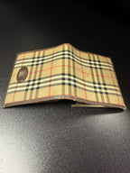 Burberry Vintage Nova Check Canvas Leather Bifold Wallet Logo Clasp
