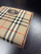 Burberry Vintage Nova Check Canvas Leather Bifold Wallet Logo Clasp