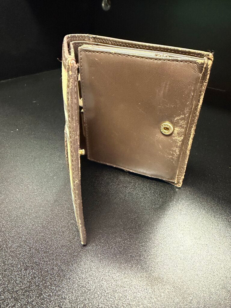 Burberry Vintage Nova Check Canvas Leather Bifold Wallet Logo Clasp