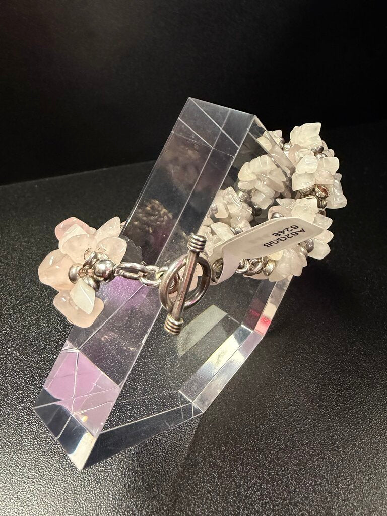 Silpada 925 Chunky Rose Quartz Nugget Toggle Bracelet