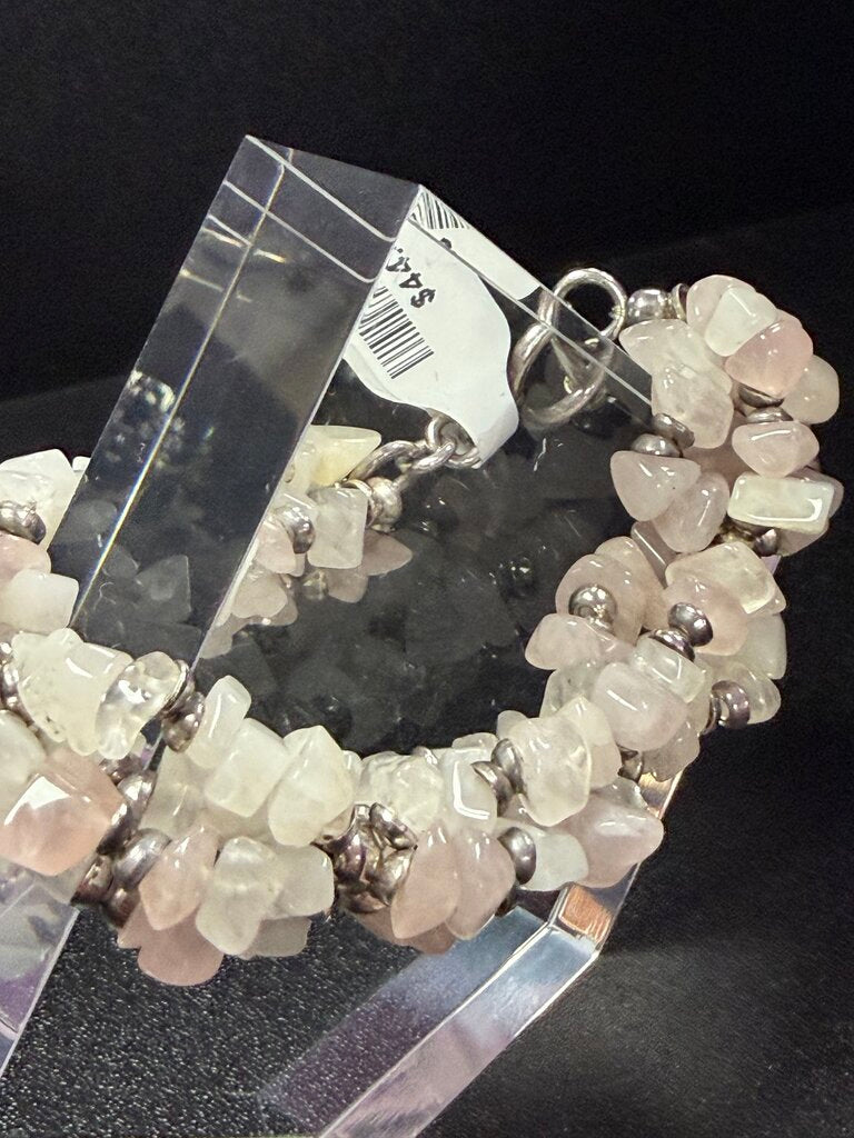 Silpada 925 Chunky Rose Quartz Nugget Toggle Bracelet