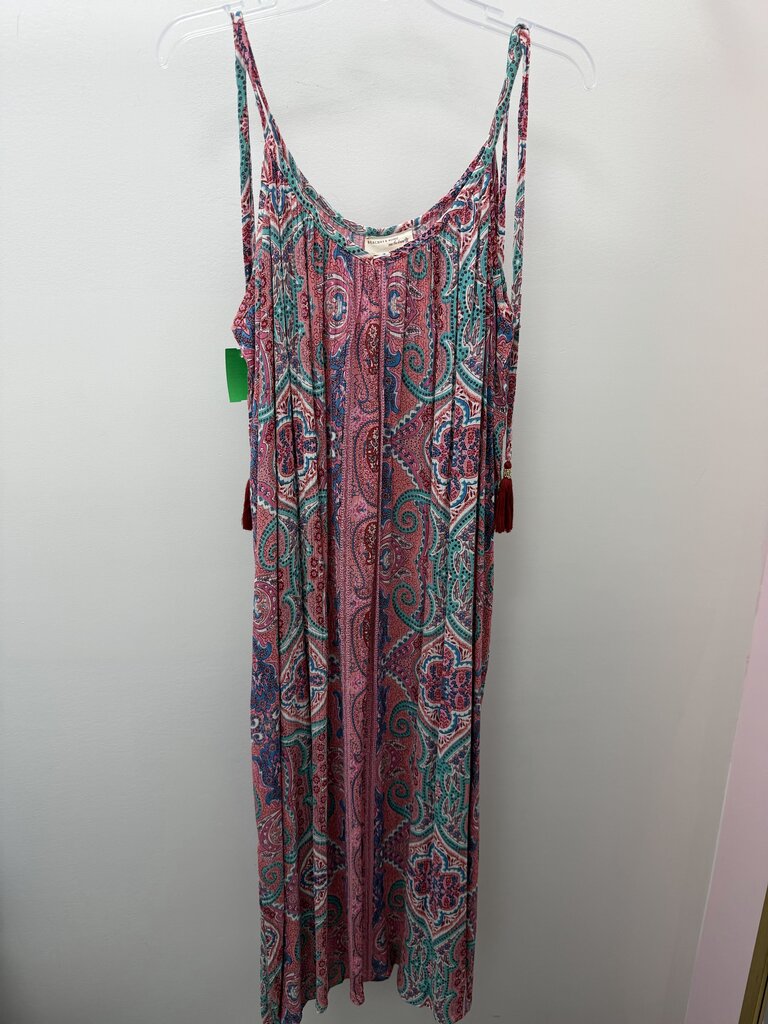 MD 8/10 Spaghetti Strap Tassel Gauze Patterned Dress NWT