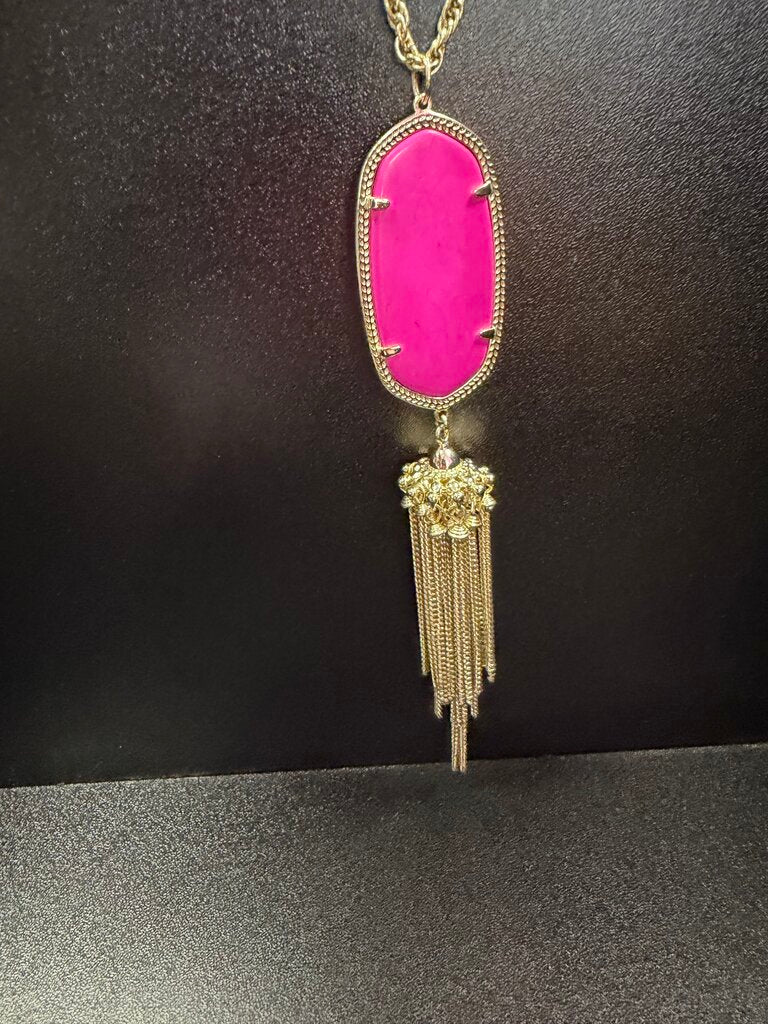 Kendra Scott Rayne Long Pendant Necklace Pink With Tassel